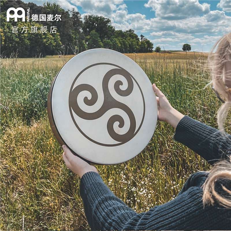 German MEINL Frame Drum - Sheepskin Hand Drum, Sheepskin Frame Drum, Triquetra/Venus Sacred Flower Frame Drum