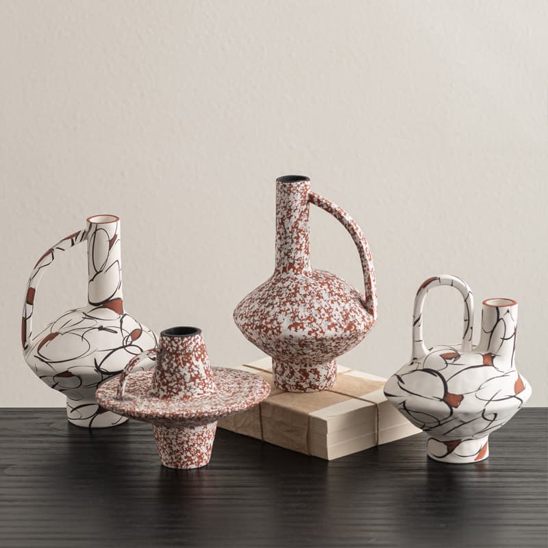 Yibeizi Wabi-Sabi Style Ceramic Vase Artistic Flower Arrangement Vessel Living Room Premium Vintage Home Decor