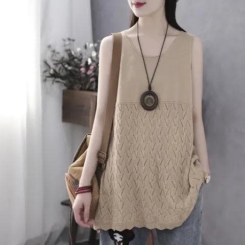 Knitted Vest Sweater for Women Spring Autumn 2023 New Ladies Sleeveless Cardigan Top