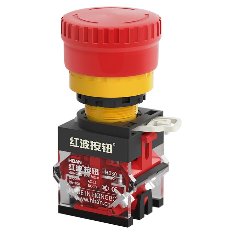Hongbo LA38 Emergency Stop Button Switch Self-Locking Red Button Charging Pile Emergency Power Off Protection Normally Closed