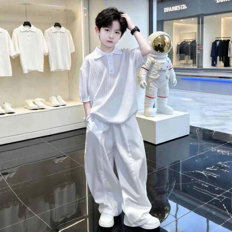 Children's clothing boys' summer thin suits 2026 new summer medium and large children's ice silk summer styles boys are handsome and fashionable
