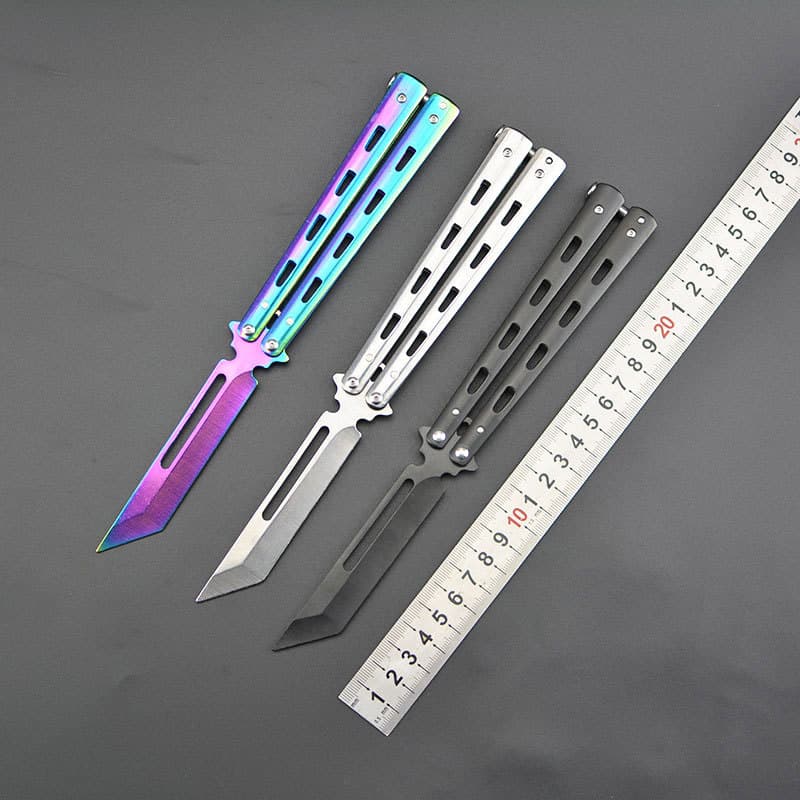 Factory Wholesale Unsharpened Butterfly Practice Knife Game Toy Whipping Knife CSgo Hand Sports Training Butterfly Knife
