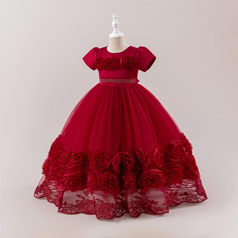 Cross-border Amazon Girls Spring Summer Mesh 2025 New Dress Princess Dress TEMU Children's Foreign Trade Dress
