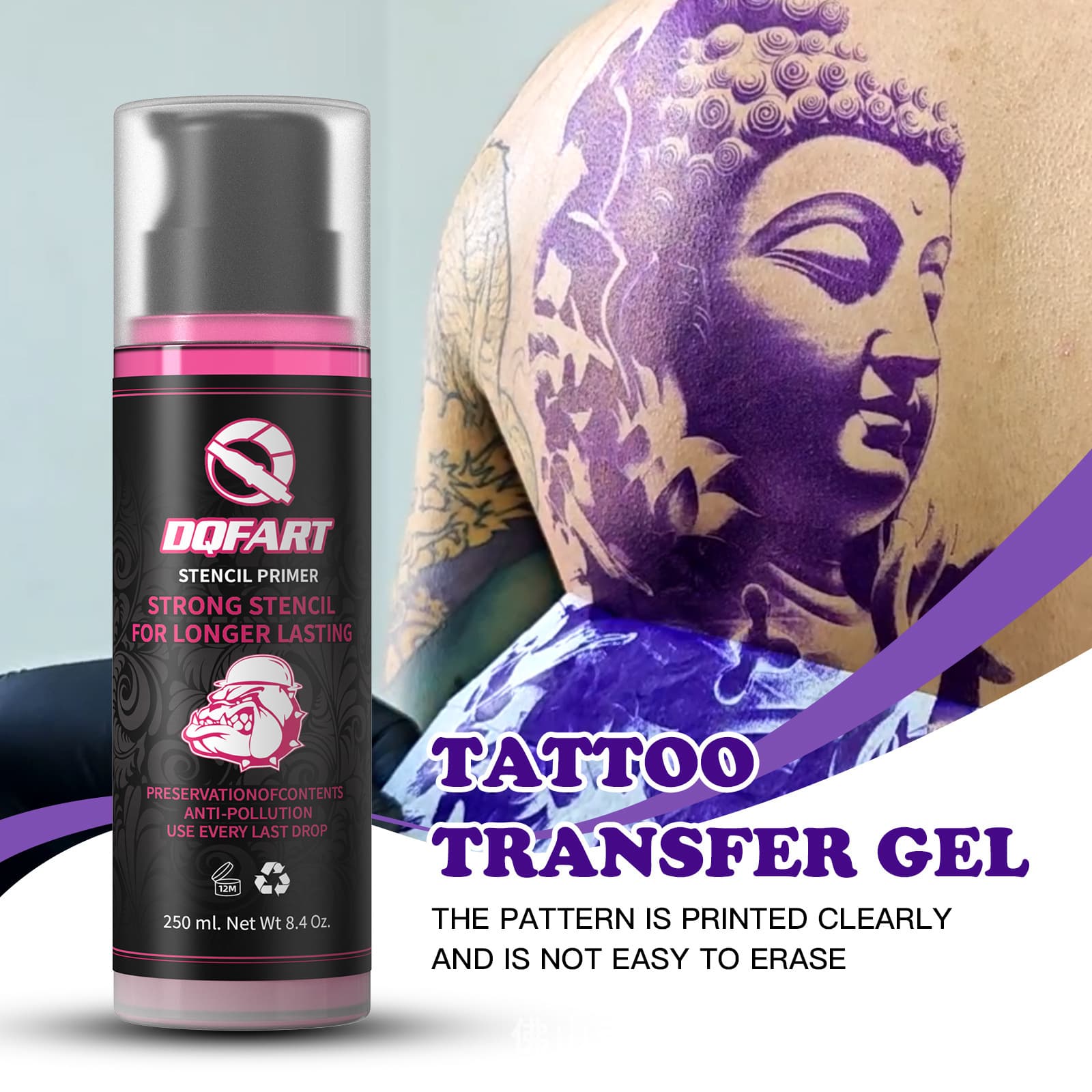 Dqfart Tattoo Transfer Gel Transfer Template Gel 250ml 8.4oz High Concentration Powerful Transfer Paste