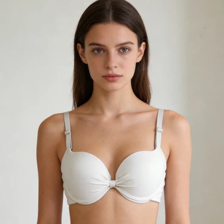 Small Bust Underwire Bra, Padded Push-Up with Bowknot, Adjustable for Larger Busts to Appear Smaller, Anti-Sagging, Push-Up Design