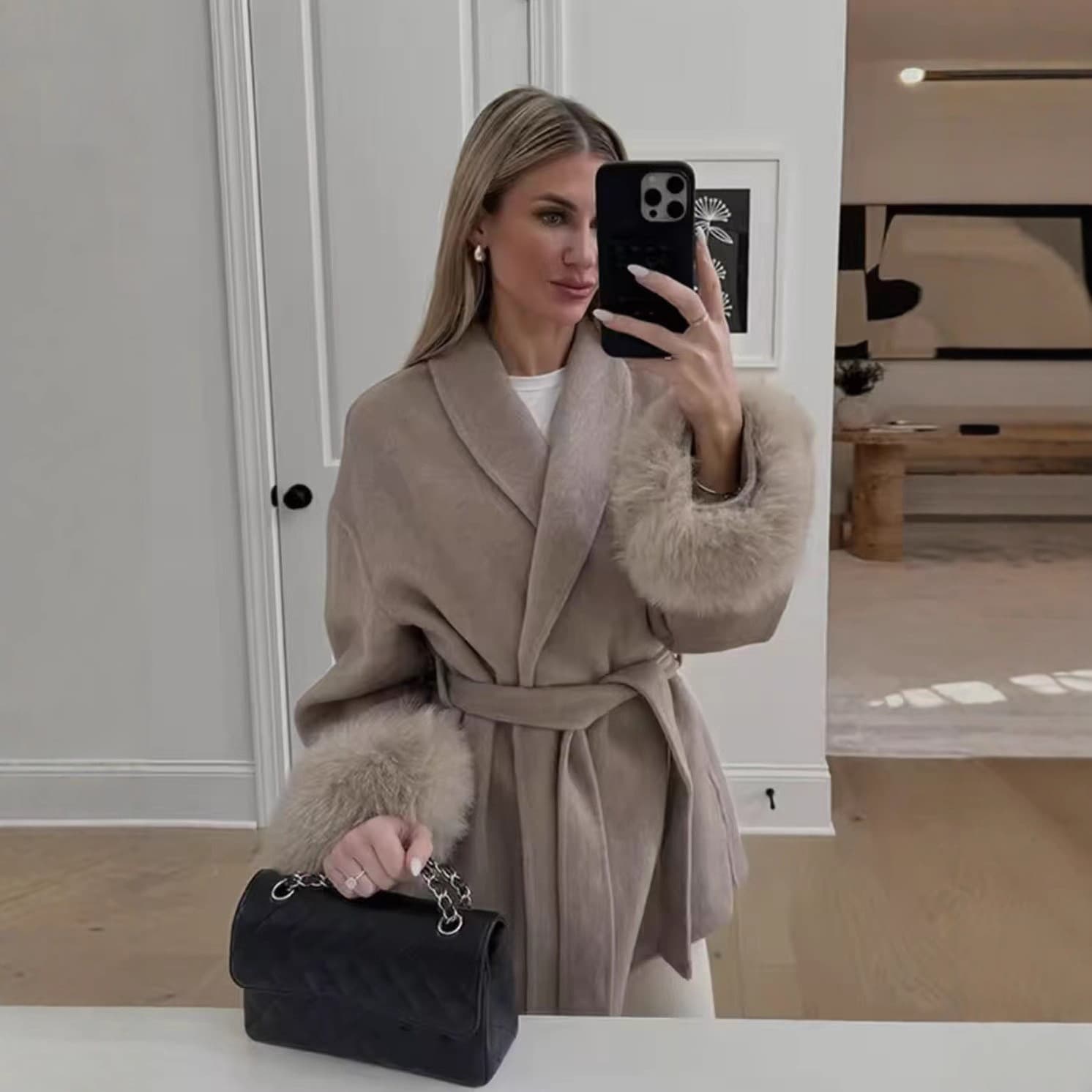European and American Style Amazon AliExpress Hot Trend Versatile INS Fashion Autumn Winter Chic Premium Wool Coat