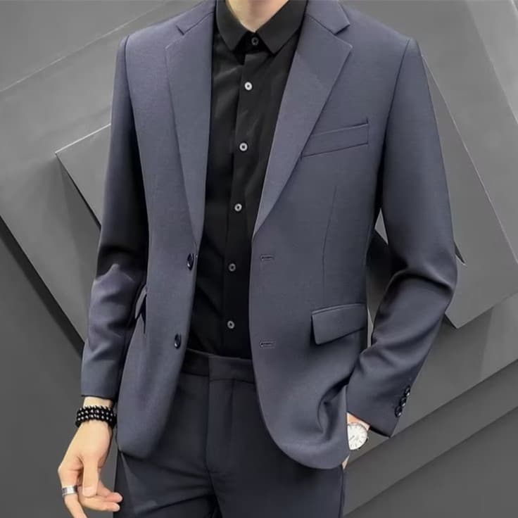 Men's Suit Coat Autumn/Winter New 2023 Hong Kong Style Business Slim Fit Professional Wedding Formal Blazer Versatile