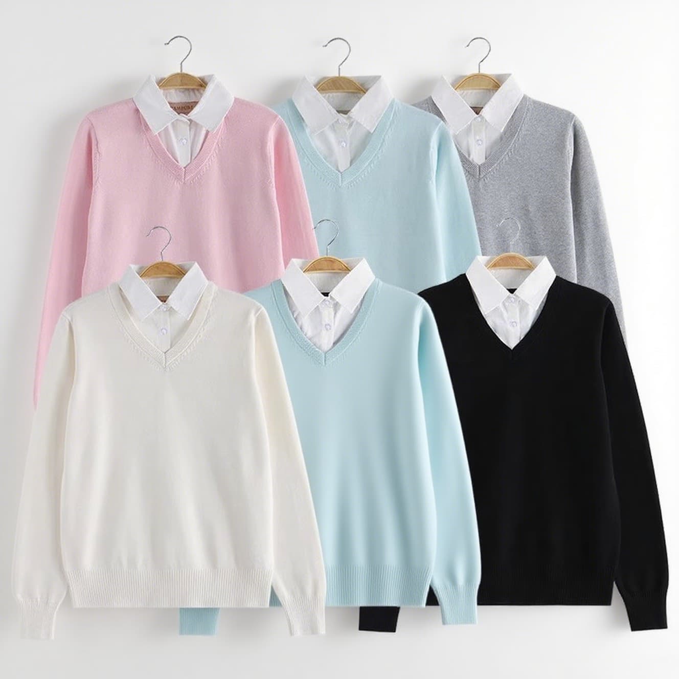 Wholesale JK school uniform knitted V-neck pullover long-sleeved sweater, Japanese school style, unisex JK sweater