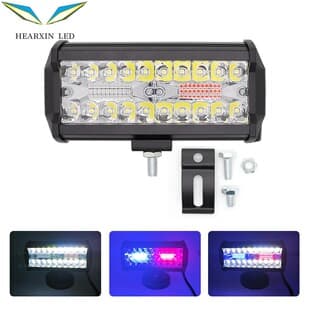7 Inch 3-Row 3-Color LED Strobe Light Red/White/Blue Flashing Warning Light Car Grille Roof Auxiliary Light