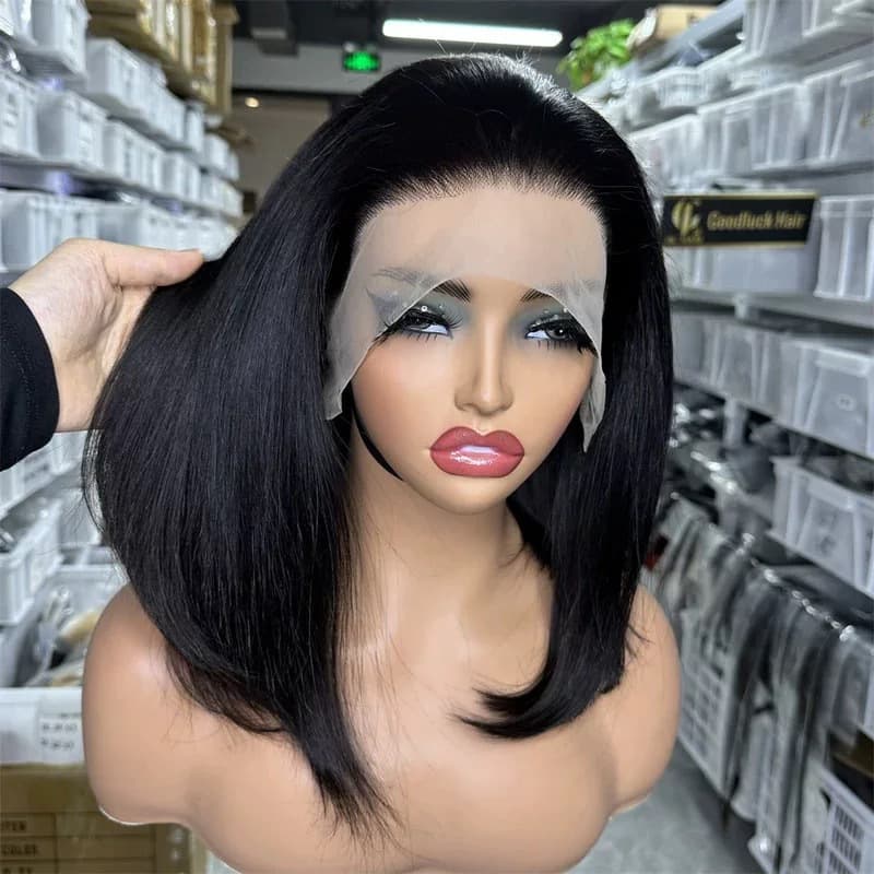 Cross-border Wig 13x4/4x4 Transparent Lace BOB Short Hair Wig Human Hair Factory Stock Wholesale