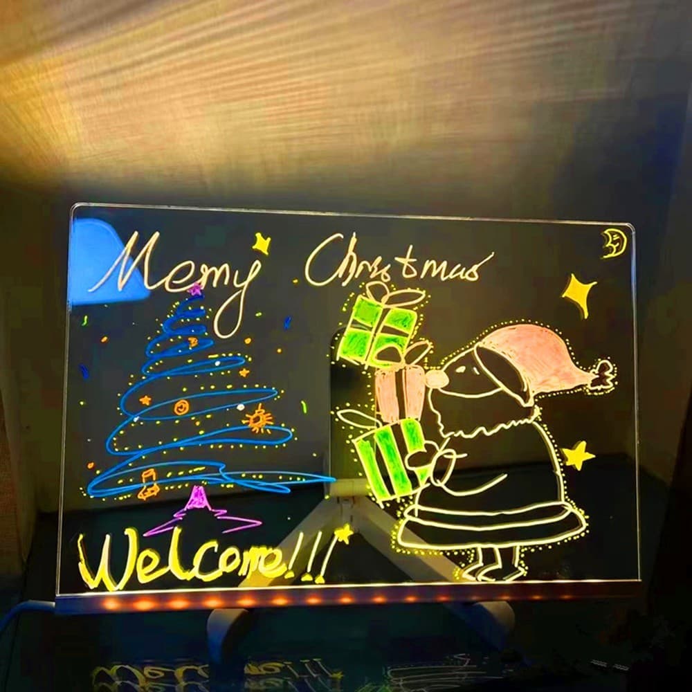 DIY erasable luminous acrylic transparent writing board message board small blackboard advertising sign stall LED fluorescent panel