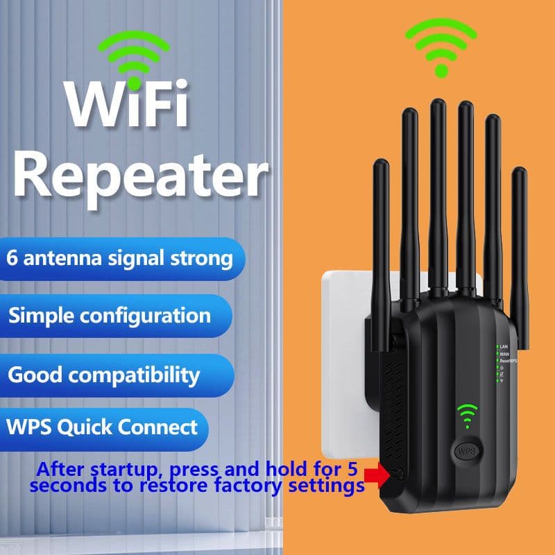 Wireless WiFi Repeater Signal Amplifier 5G Dual Band Extender 1200M Gigabit Uplink 1000M Router