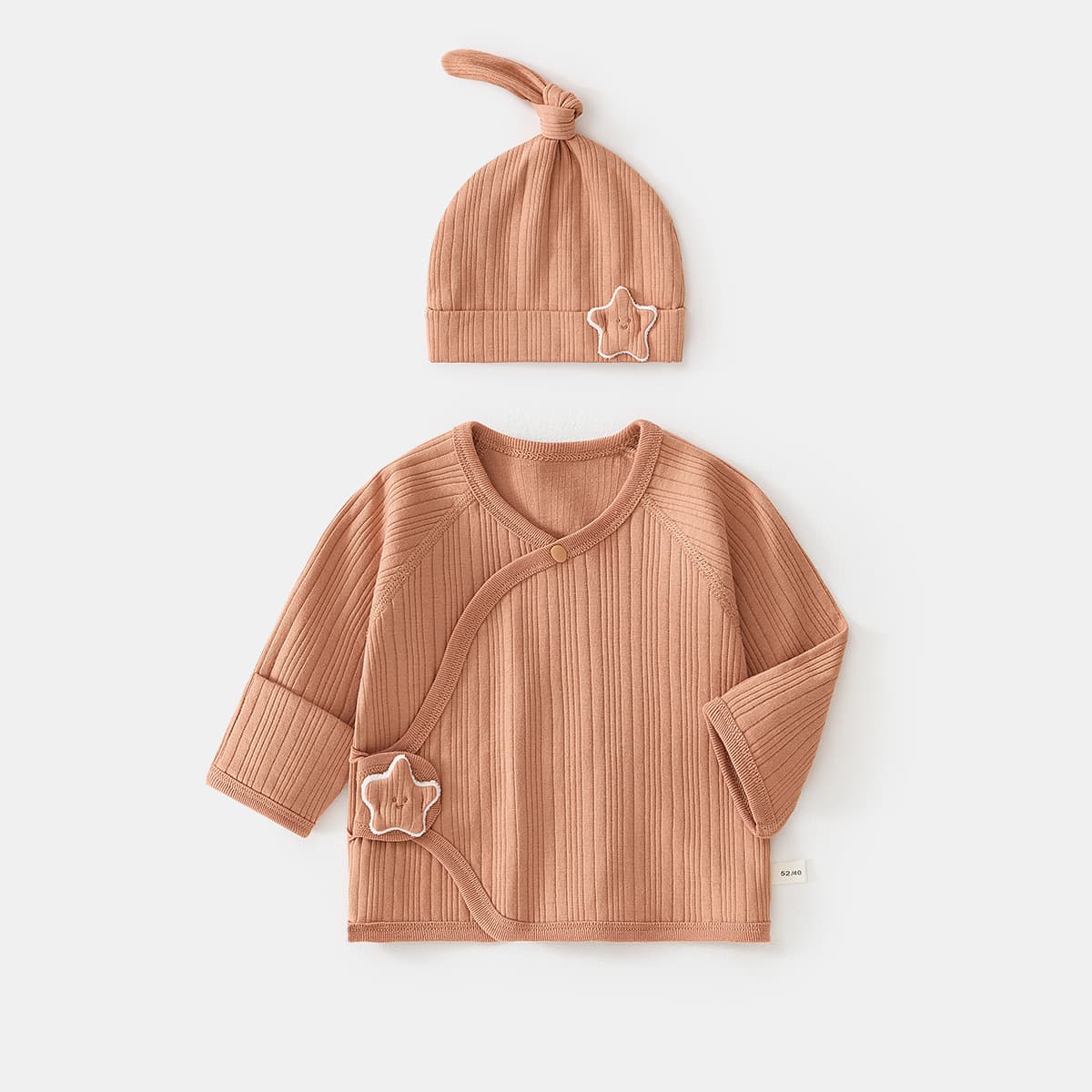 Newborn Baby Half-Back Underwear Pure Cotton Solid Color Spring/Autumn Style, Comes with Hat, Monk-Style Baby Top