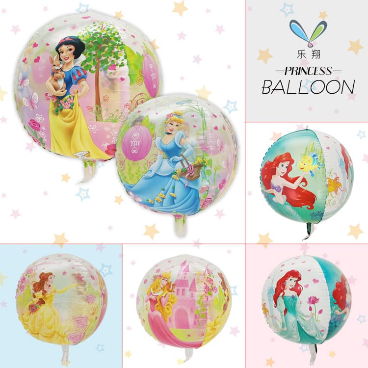 Cross-border 4D Transparent Princess Aluminum Foil Balloon Mermaid Snow White Belle Cartoon Birthday Decoration