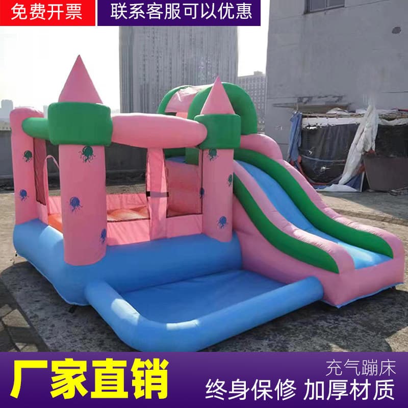 Kids Inflatable Castle Bouncer for Indoor Outdoor Home Use, New Trampoline Playhouse with Slide and Jump Bed