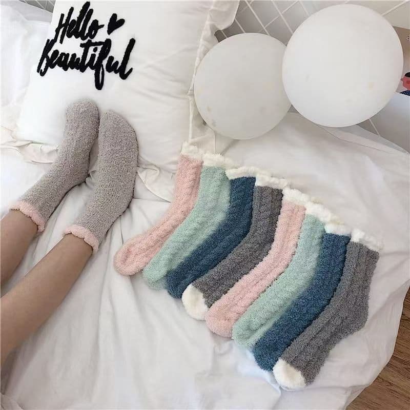Coral fleece socks for women, autumn and winter thickened fleece warm floor sleep home maternity socks, pregnant women fluffy socks.