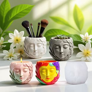 Printed Double-Sided Leaf Aroma Gypsum Cup Mold DIY Resin Storage Cup Flower Pot Decoration Silicone Mold
