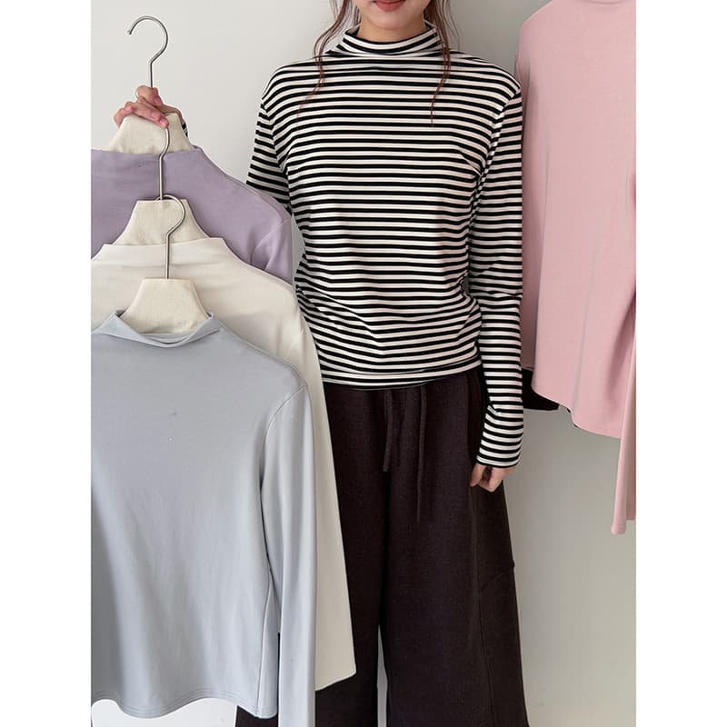 [Add Color Classic Semi-Permanent] Geming Korean Style Inner Layering Shirt Women's Winter Long-Sleeved T-Shirt Top N741C