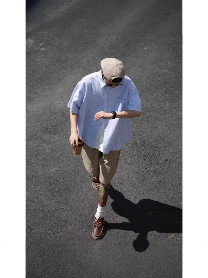 Japanese-style Striped Shirt for Men Summer Loose Plus Size Thin Jacket CityBoy Trendy Casual Short-Sleeve Shirt