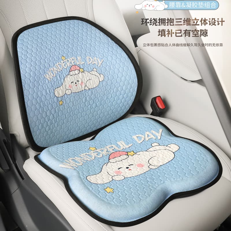 Car seat cushion, summer honeycomb gel cartoon cooling pad, breathable silicone ice pad, all-season ventilated lumbar support cushion