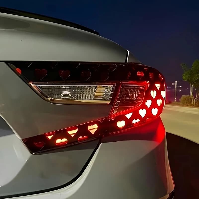 48x30cm Car Headlight Tail Light Heart Shape Sticker Hollow Cut Solid Color Light Film Cross-Border Trade