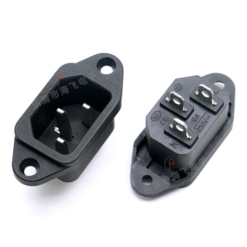 AC Power Socket Three-Pin AC-04 "Pin" Type Socket with Screw Hole Electric Vehicle Rice Cooker Power Socket