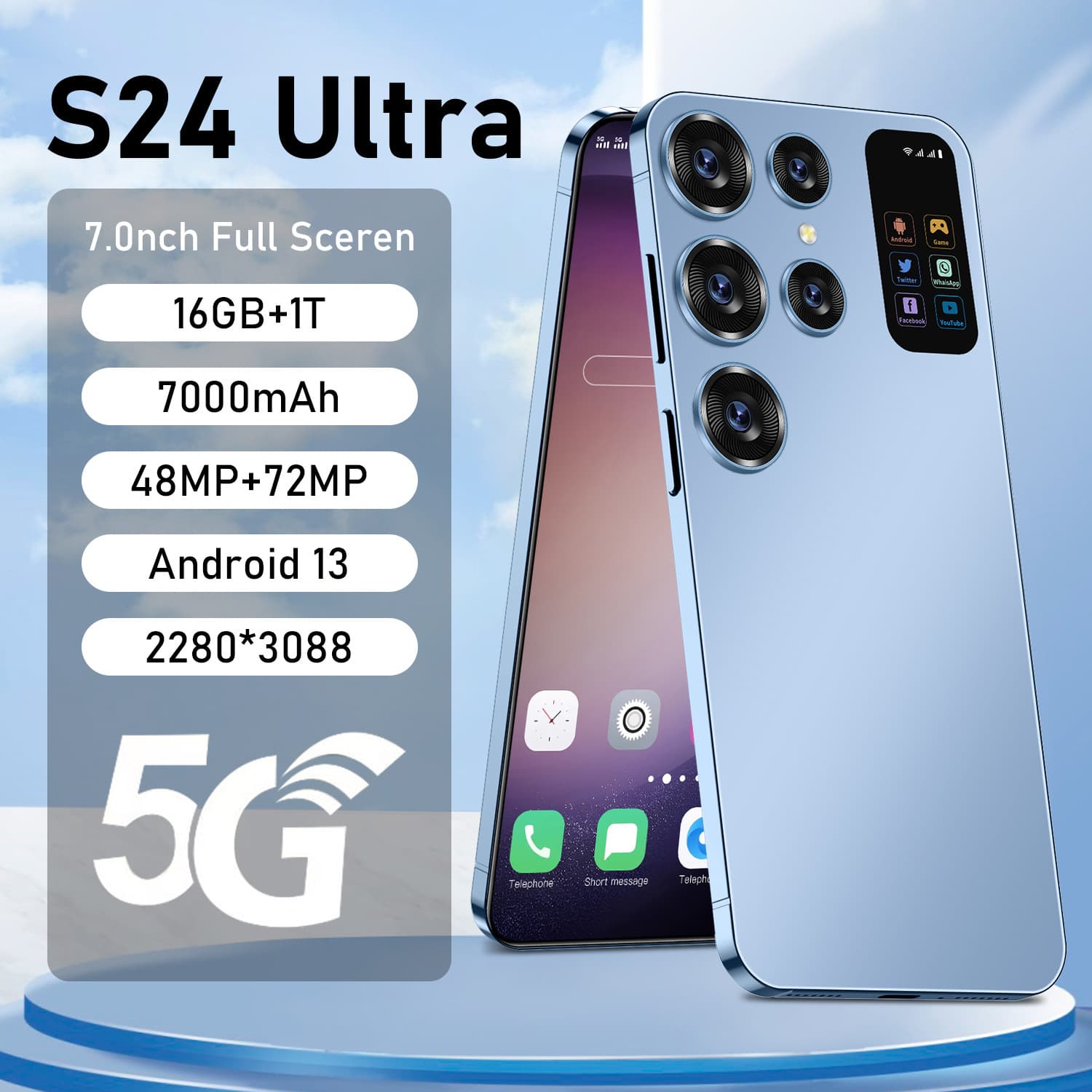 S24Ultra Cross-border Phone 6.9-inch Android Smartphone 4+64 4G New Export Android Phone in Stock