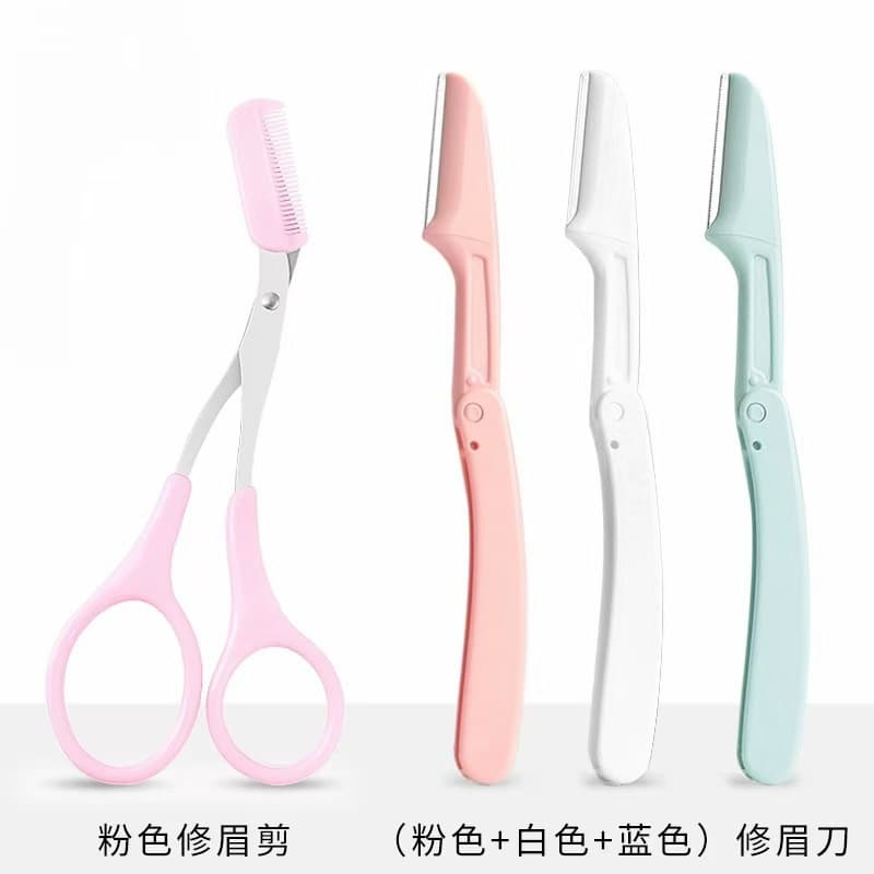 Eyebrow Razor with Comb, Safety Scissors for Beginners, Anti-Scratch Eyebrow Trimmer and Shaver Tool