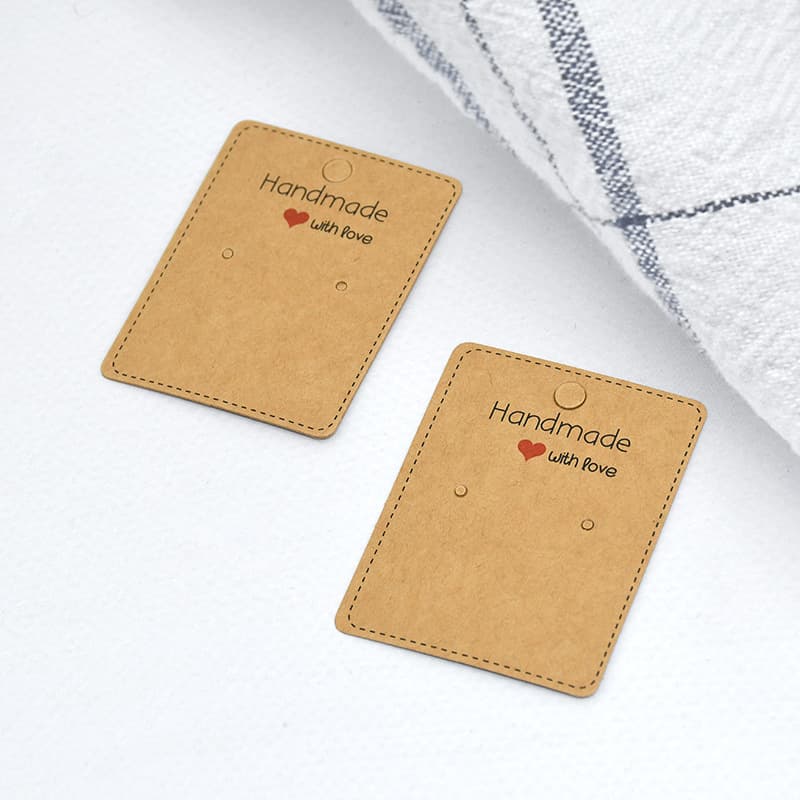 TEMU hot selling retro kraft paper love handmade earrings cardboard earring display card jewelry packaging ready stock