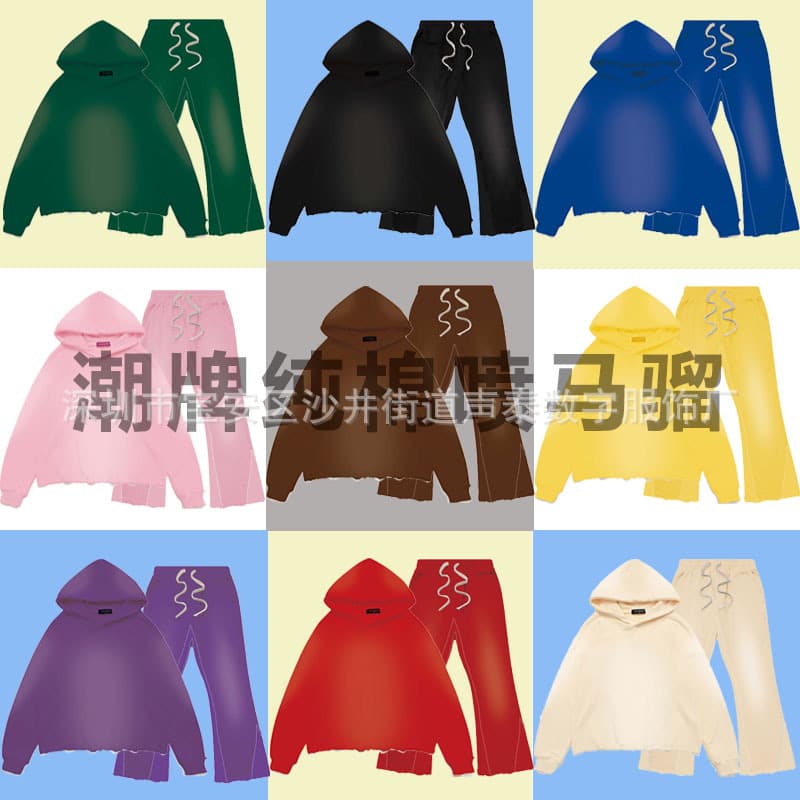 Custom Heavyweight Pure Cotton Spray Monkey Wash Hoodie Men's Casual Raw Hem Hooded Sweatshirt with LOGO Printing