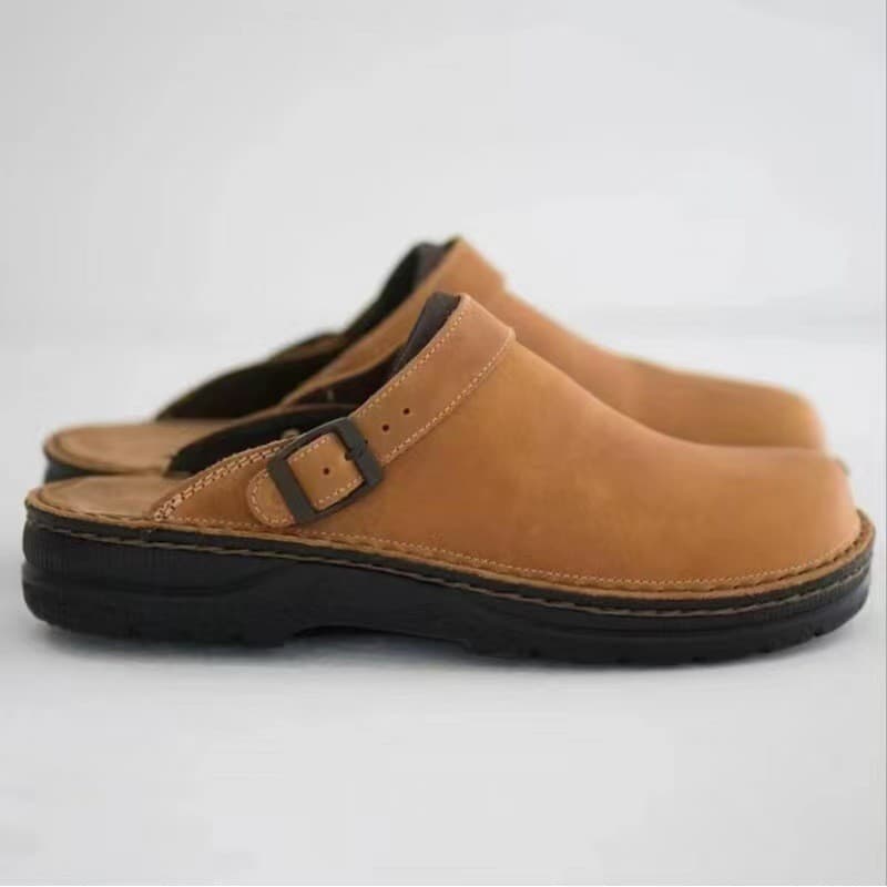 Amazon New Flat Square Toe Open Back Sandals Shallow Men's Casual 48 Size Closed Toe Sandals Adult Men's Shoes