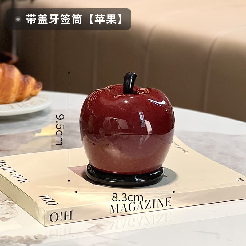Cartoon Apple Personalized Toothpick Holder, Home Light Luxury Premium Toothpick Jar, Creative Dental Floss & Cotton Swab Box