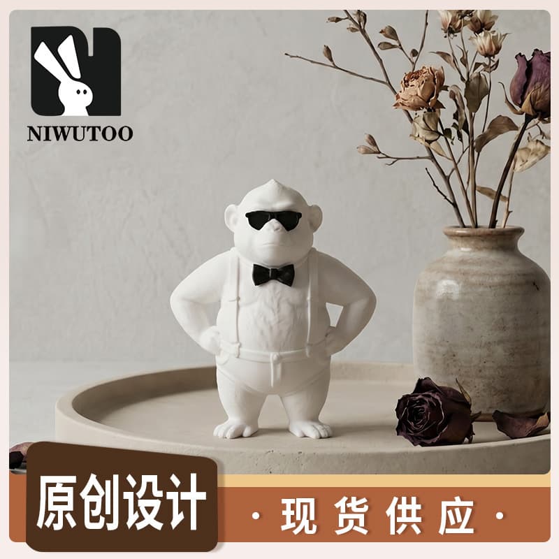 Original 3D Printed Overalls Sunglasses Gorilla Figurine Desktop Soft Decoration Craft Factory Cross-Border Wholesale