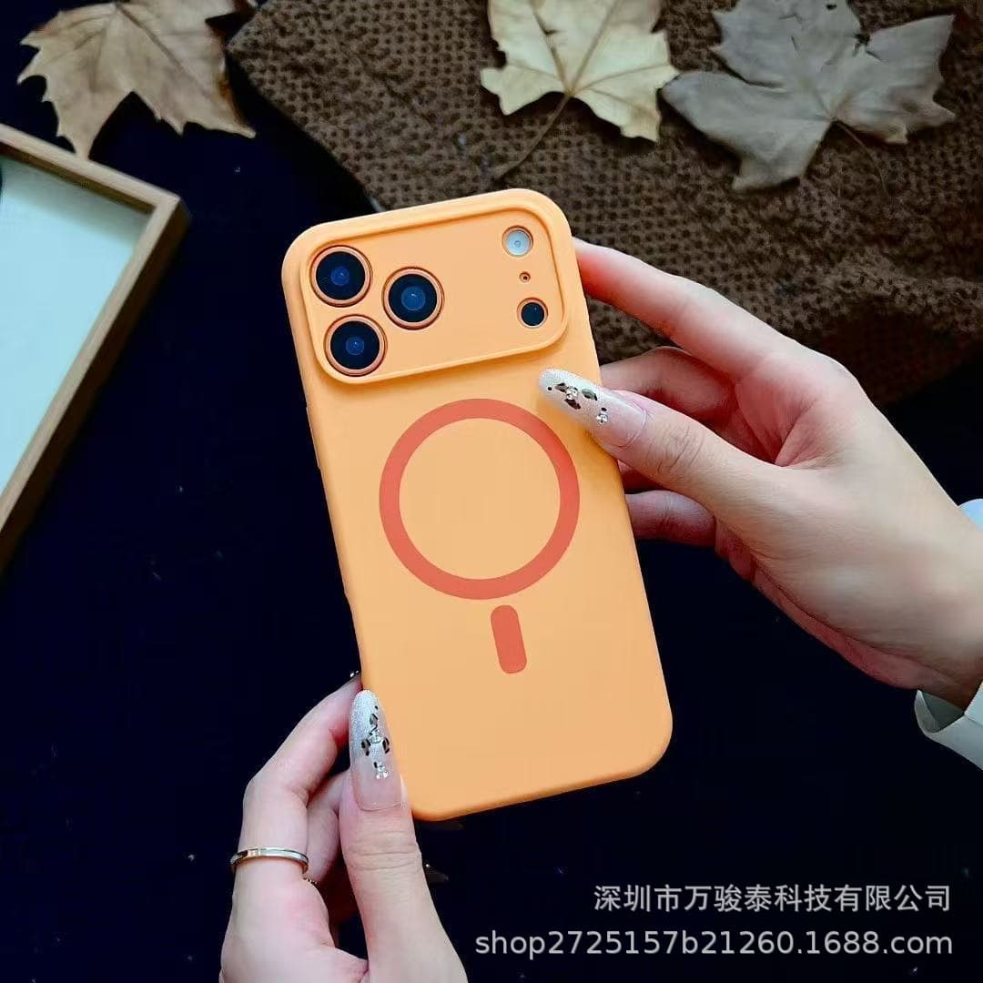 Liquid Silicone Magnetic Phone Case for iPhone 17 Pro Max, Solid Color Full-Coverage Protective Case for Apple 16, 14