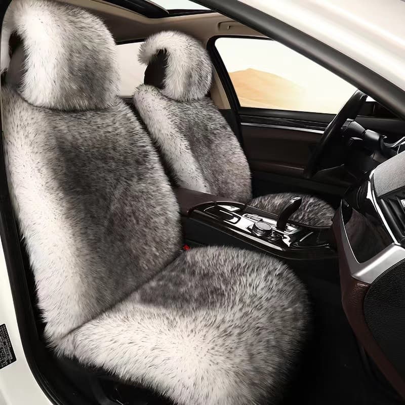 Winter plush car seat cushion, no binding required, new style, long-haired wool plush car seat cushion with backrest, universal seat cushion.