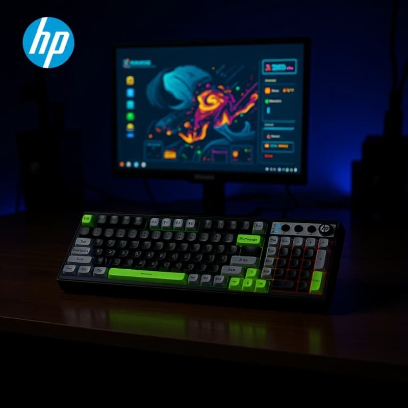 Hp K110 True Mechanical Feel Three-Color 98-Key Wired USB Gaming Laptop Keyboard with 26-Key Anti-Ghosting