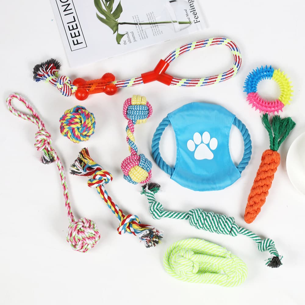 New Cross-Border Dog Toy Set: Indestructible Cotton Rope Toys for Large, Medium, and Small Dogs, Teething and Chew Toys