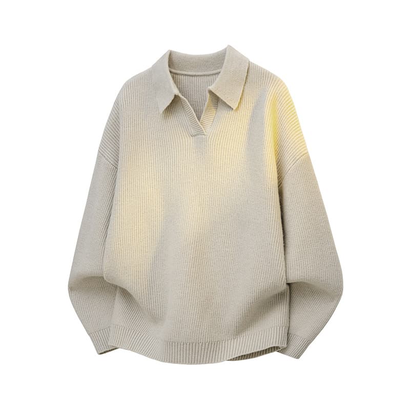 Old money style autumn and winter sweaters for men in winter Korean style American lapel pullover knitted polo shirts trendy large size sweaters for men