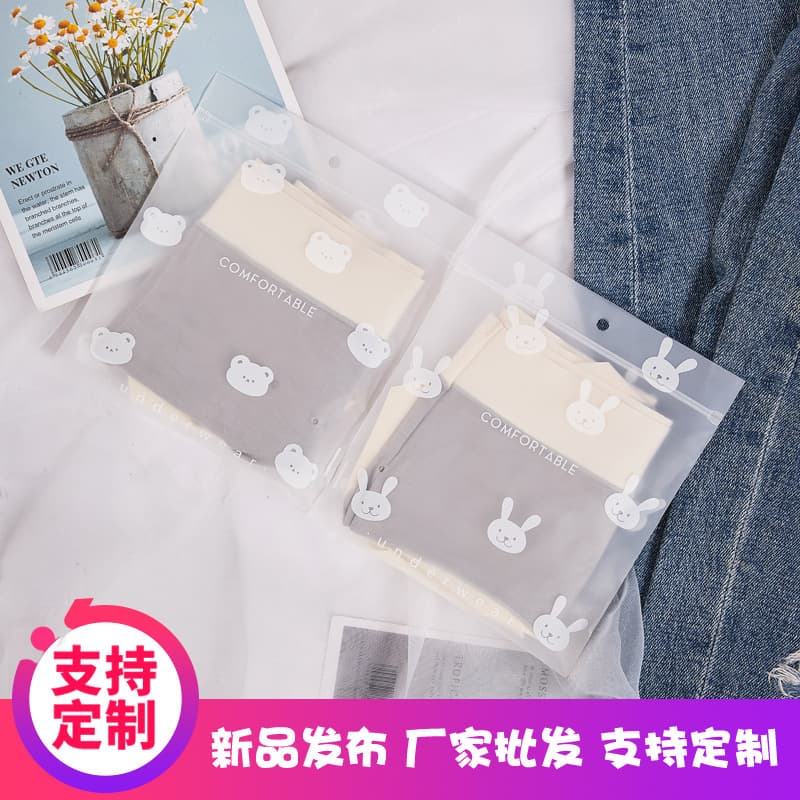 Thickened EVA Frosted Underwear Packaging Bags, Cute Cartoon High-End Underwear Bags, Self-Sealing Zipper Bags with Logo Option