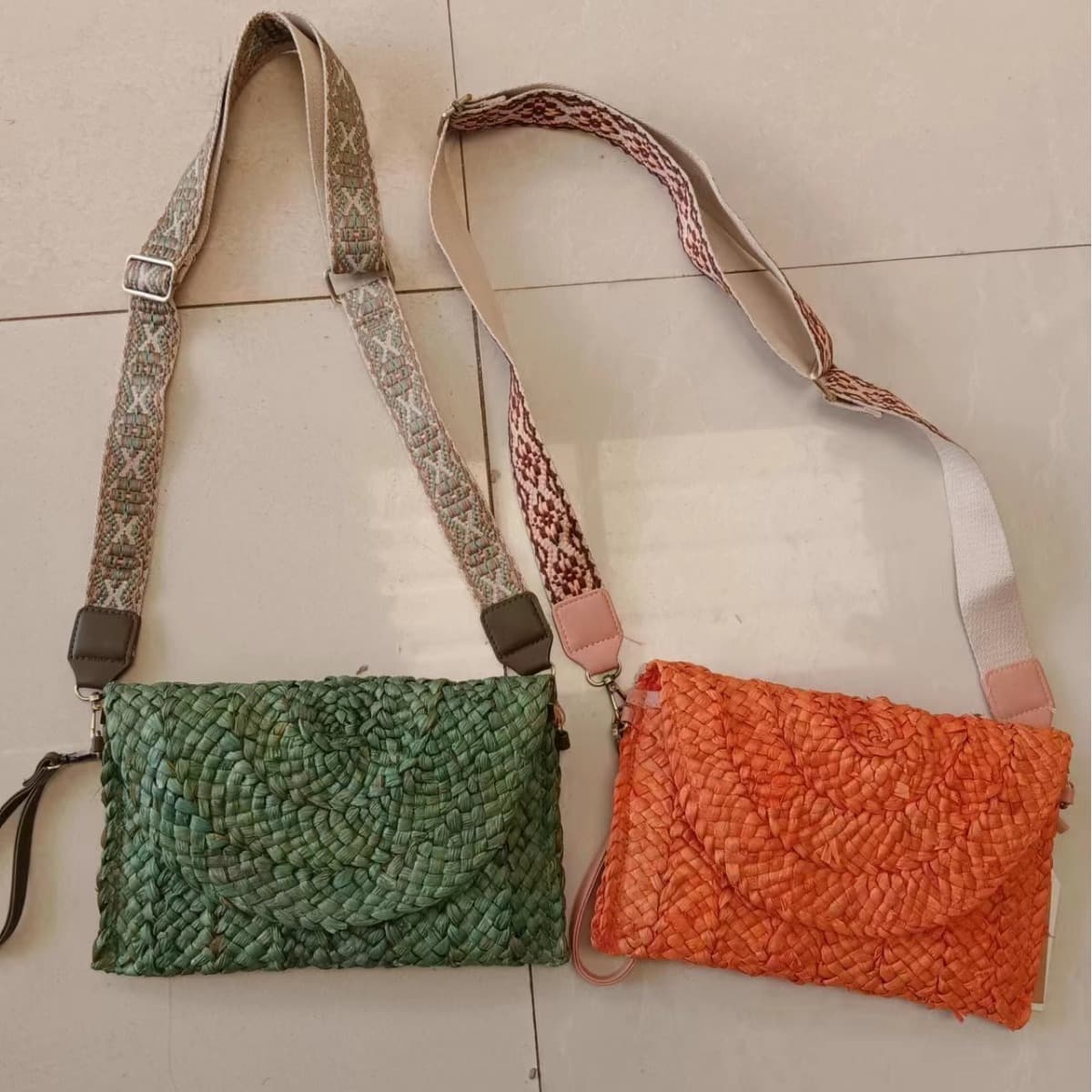 Straw Woven Clutch Bag Corn Husk Purse Crossbody Bag Handheld Shoulder Bag Women's Casual Evening Bag