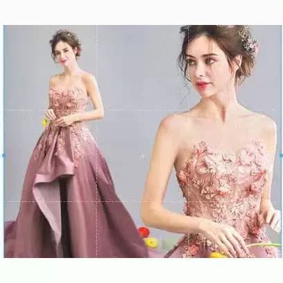 2026 Summer New Banquet Party Women's Strapless Evening Gown European and American Style Floral Decor Hostess Dress