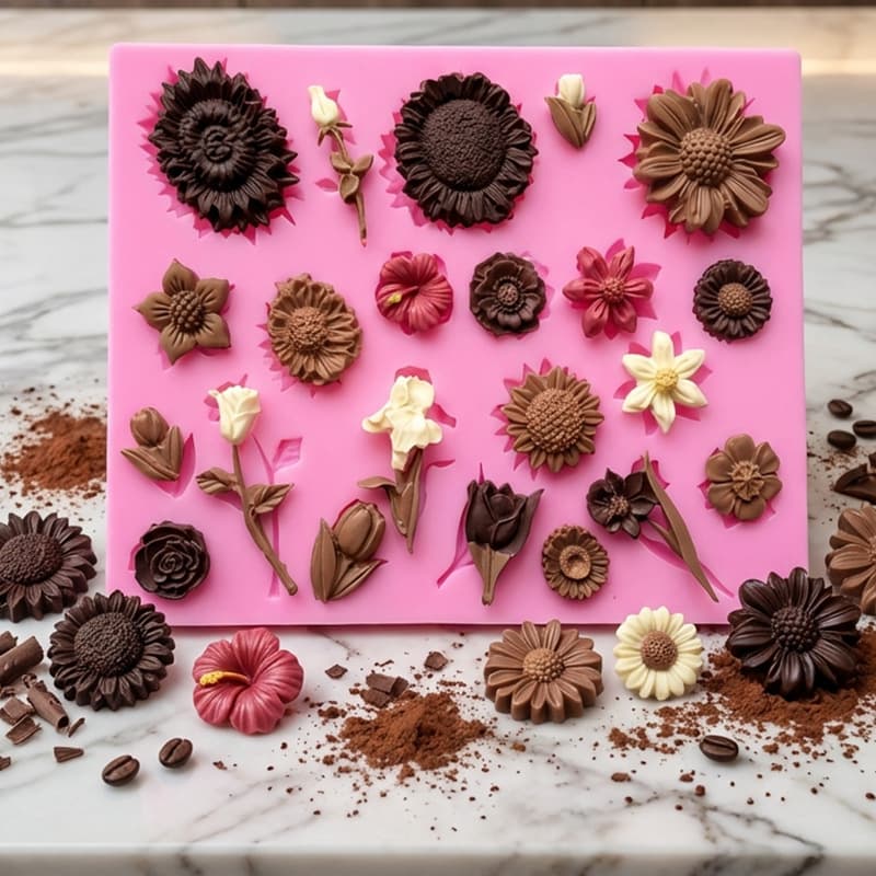 Rose, Sunflower, Tulip Silicone Cake Fondant Mold, Chocolate Handmade Soap Mold, Baking Tools