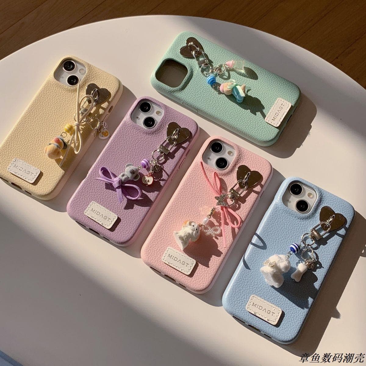 Octopus Tide Shell Korean Style Ins Leather Bow Pendant Compatible with Apple 16 Pro Max Phone Case New iPhone