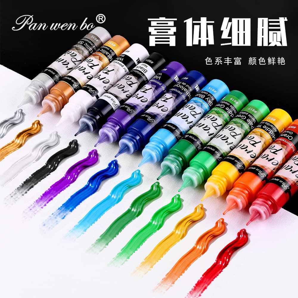 Factory direct sales of 12-color acrylic paint set for art students, 25ml ceramic paint, watercolor graffiti wholesale.