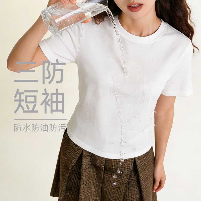 Three Sea Whales | Pure Cotton Three-Proof Short-Sleeved T-Shirt for Women, Summer Korean Style Round Neck Loose Trendy Base Layer