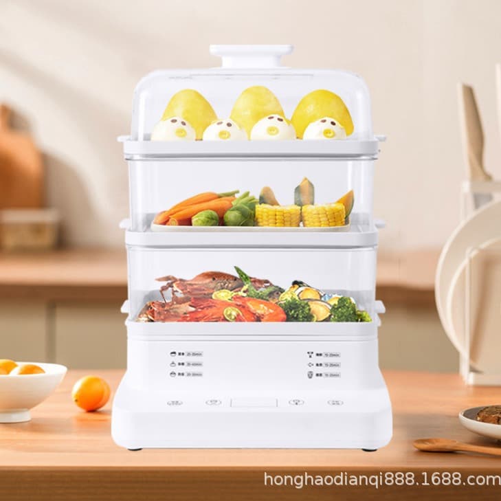 Cross-border 220V/110V Electric Steamer, Household Steaming Pot Wholesale, European and American Standard Steam Oven