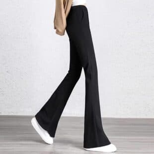 Black Flared Pants Women 2026 Spring Autumn Flowing High Waist Dress Horse Hoof Pants Summer Slimming Versatile Casual Pants Women