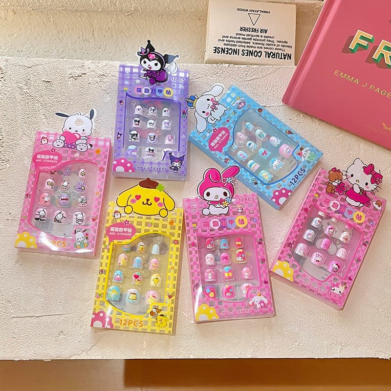 Cute Sanrio Nail Art Stickers Children's Wearable Nail Stickers Kuromi Nail Stickers Children's Cartoon Toy