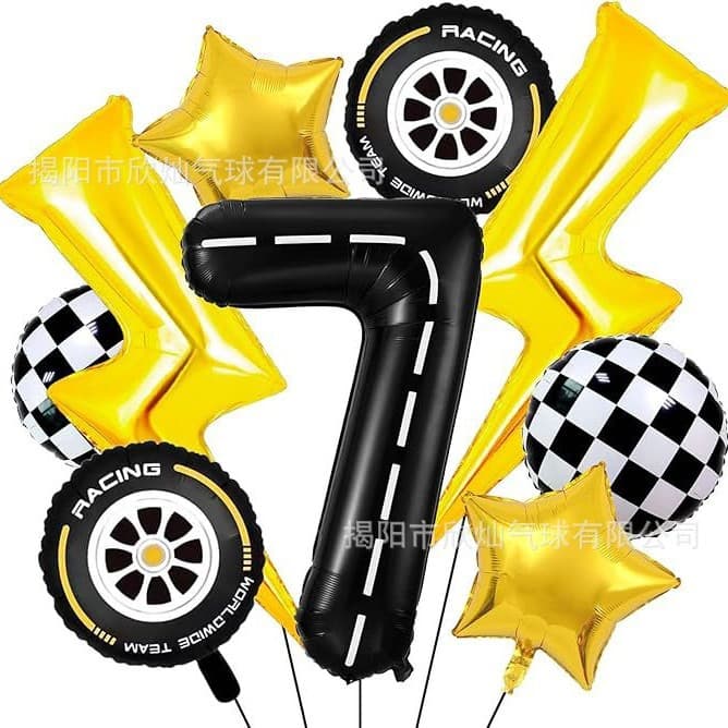Amazon Cartoon Racing Car Birthday Party Decoration Lightning Wheel Balloon Line Number Balloons
