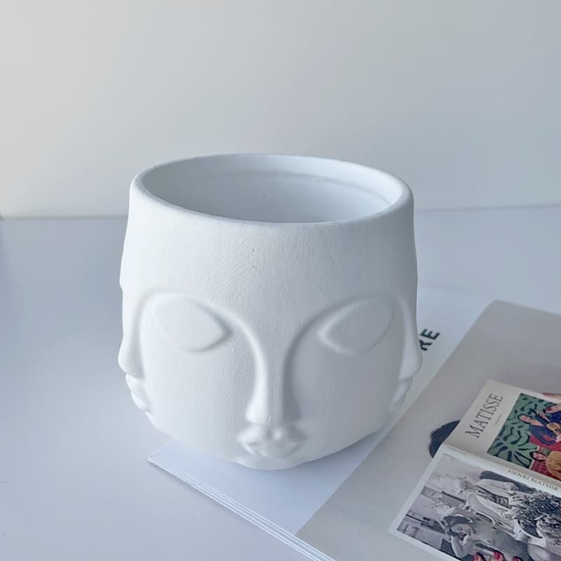 Ins style multi-faceted plaster flower pot silicone mold Nordic style living room abstract decorative vase ornaments mold